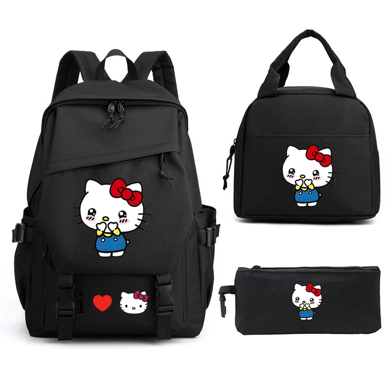 Hello kitty, (Cross-border trading), cute backpack for leisure, set for students, pencil case, 3 piece set