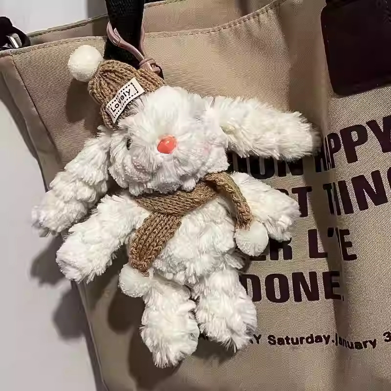 Nuevos productos de desechos de tierra viento orejas colgantes de llaves de automóviles lindos muñecas de peluche bolsos pequeños colgantes regalos