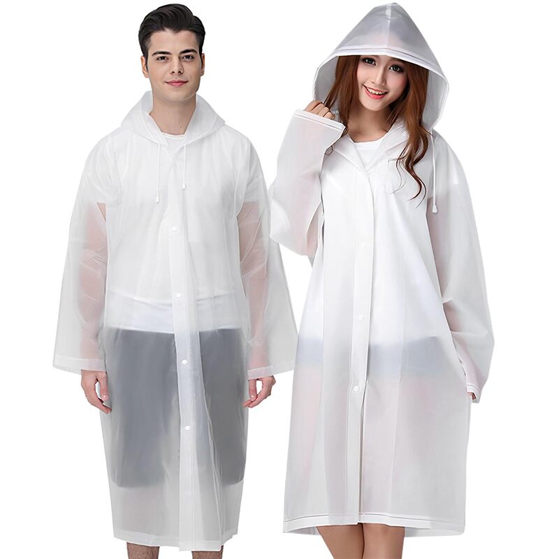 Adult Poncho Reusable Raincoat Men's and Women's Emergency Raincoat with Hood and drawstring Raincoat Neutral Poncho