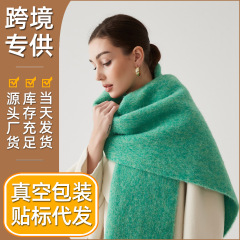 新款羊毛海马毛围巾女百搭高级感加厚保暖围巾纯色围脖秋冬披肩