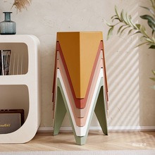 家用塑料凳子可叠放北欧网红圆凳加厚胶凳简约现代餐桌椅子高板凳