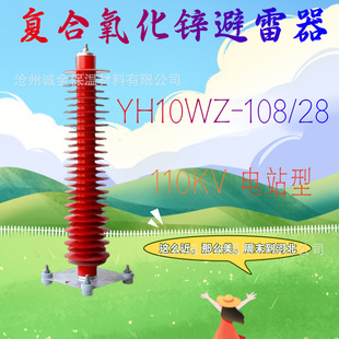 110KV composite power station type lightning arrester YH10WZ-108/281 high voltage HY10WZ- 216/220KV