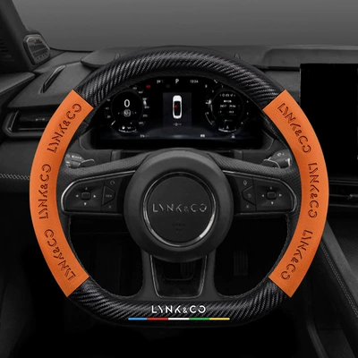 Lynk & Co 03 01 Steering wheel cover - lynk-co-carbon-fiber-pattern-suede-emma-orange-default