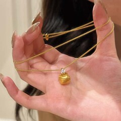 小紅の本の爆発物のイタリアの糸を引く工芸の小金豆のネックレスの古法の金色の不規則な鎖の鎖の高級感