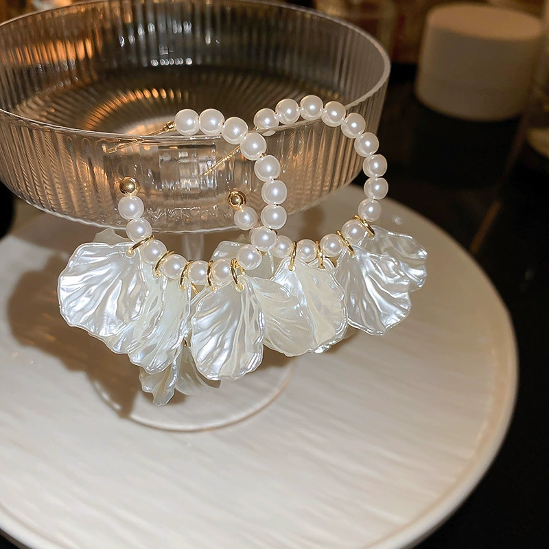 Серебряная игла, белый цирконий, модные милые серьги из жемчуга, цветок, французский стиль