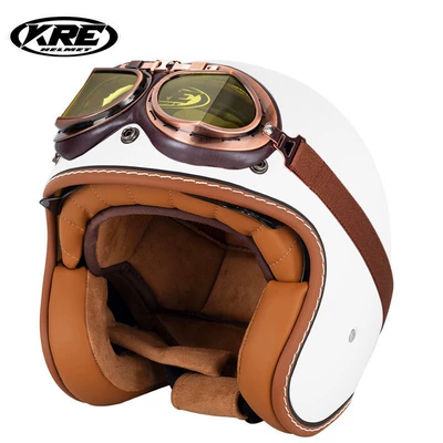 Motosiklet kaskı (dəbilqə): men and women summer helmet - pearl-white-with-goggles-s