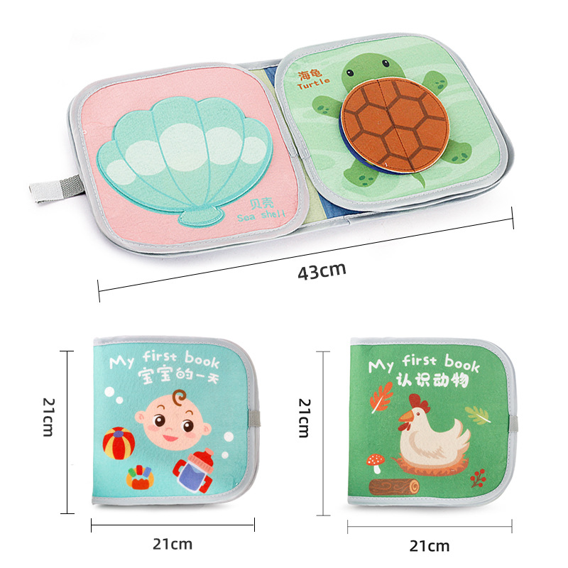 Libro de tela tranquilo para bebés, educación temprana cognitiva para bebés que pueden roer y rasgar libros, velcro, fieltro, libro de tela de iluminación, juguetes