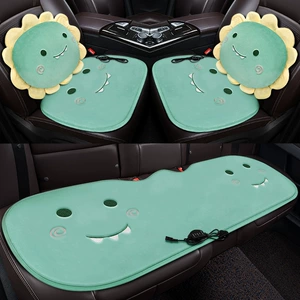 Cross-border wholesale cartoon doll heating pad car seat cushion square pad three-piece interior supplies new winter seat cushion