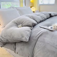 牛奶绒被套单件床上加厚保暖双面绒冬季珊瑚保暖加绒被套冬天纯色