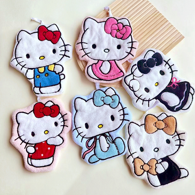 かわいい漫画のキッチンハンドタオルコーラルベルベットハンギングタオル厚く吸収性糸くずの出ない小さなギフト小さなタオルハンギング可能|undefined