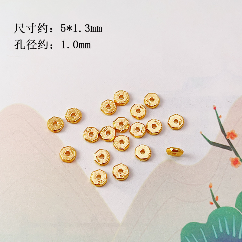 Ancient S925 Silver Gold-Plated Spacer Bead Bracelet Necklace Handmade DIY Beaded Jewelry Accessories Wenwan Accessories