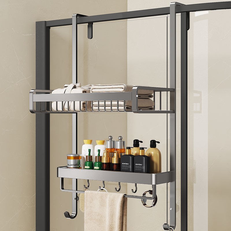 Bathroom Towel Rack, No-Drill Storage Rack for Bathroom, Shower Room Glass Door Hanger, Bath Towel Rod, Multifunctional Hanger