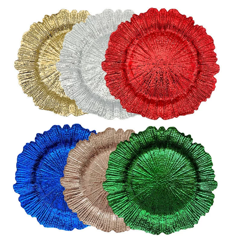 Трансграничные charger plates Рождественская вечеринка Ужин Продовольственная подкладка Отель Вечеринка PP Пластиковая лотосная тарелка