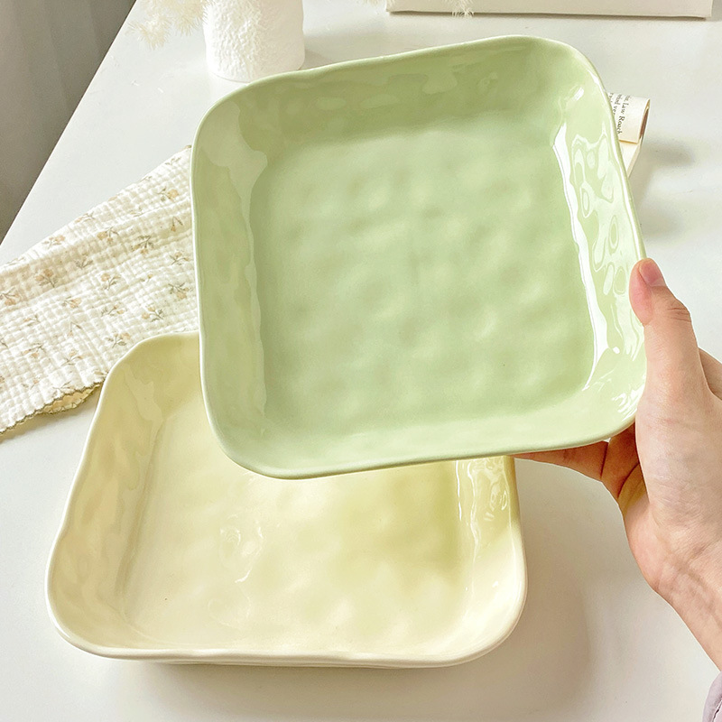 ins风陶瓷方形盘高颜值餐具盘子批发家用盘菜盘餐盘甜品盘早餐盘|undefined