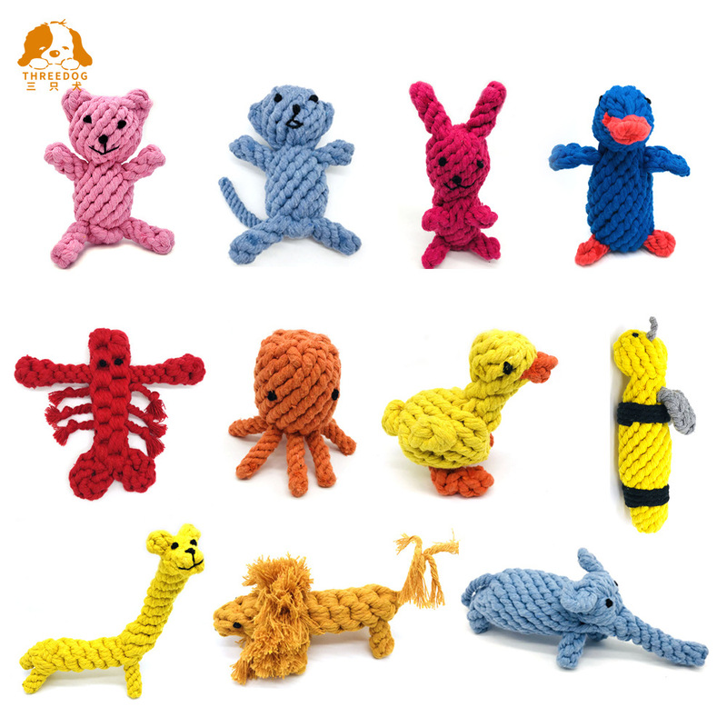 Hand-Woven Cotton Rope Pet Toy Animal Shape Realistic Manufacturer Wholesale Amazon Dog Toy Chewing Rope Knot