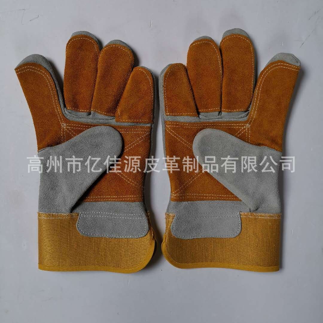 牛二层皮焊工手套防割手套耐高温手套二层牛皮劳保司机防护手套