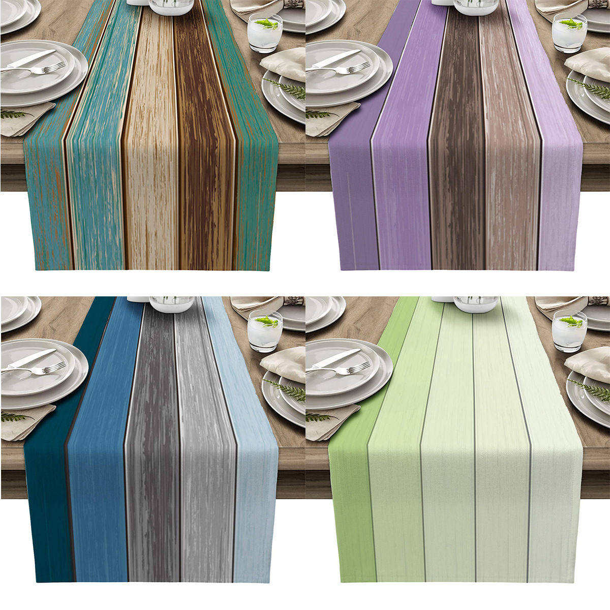 Lino a rayas corredor de mesa Amazon madera grano tela Toalla de mesa mantel decorativo aislamiento antideslizante estera de mesa estera de la tabla de impresión image 3