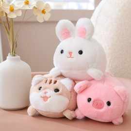 新款可爱拉线动物兔子玩具小猪毛绒玩具萌物猫咪玩偶娃娃批发