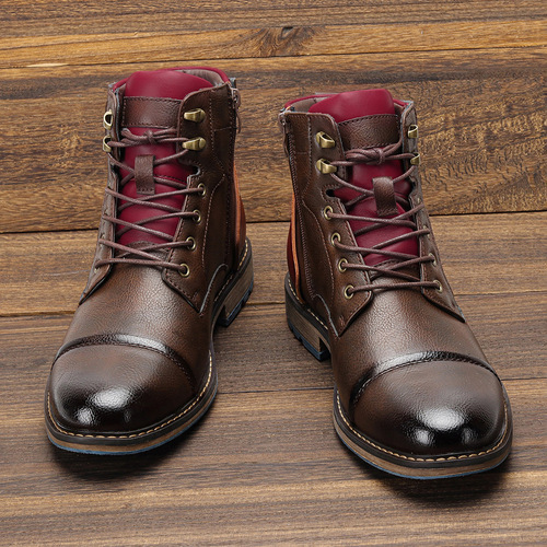 Cross-border large size men's leather boots single boots fashion beauty code work short boots foreign trade high help Martin boots 