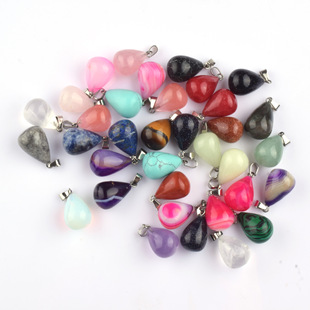 Cross-Border Popular 20mm Round Water Drop Pendant Natural Semi-Precious Stone Water Drop Pendant Earrings Necklace DIY Jewelry Accessories