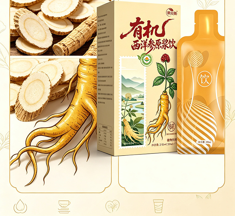Organic American Ginseng Pure Liquid Extract Xi Yang Shen Ready-to-Drink Concentrated Juice 30ml x 7 Sachets overview