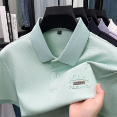 純綿半袖tシャツ男性ファッションブランド夏高級襟付きカジュアル男性刺繍薄いボディシャツの震え音が爆発した