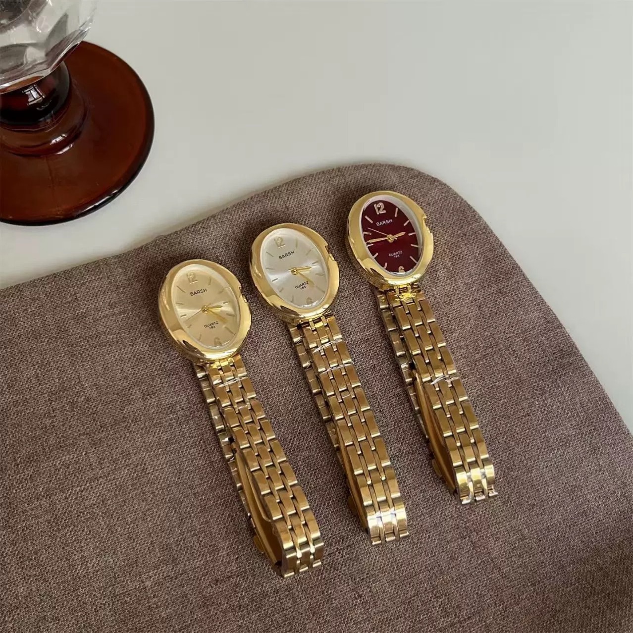 New Barsh Pigeon Egg Gold Mid-Century Style Watch for Women, Niche Accessible Luxury Elegant, High-End Steel Belt Hot Style