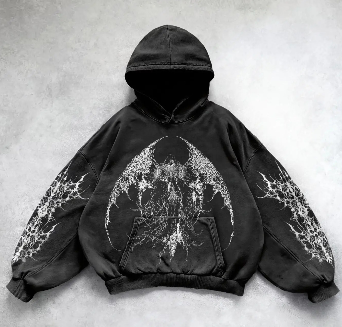 ​​Y2K Retro Punk Digital Print Hoodie - Gothic Couple Design Oversized Streetwear Sweatshirt, Unisex Vintage Style Pullover​​_viptrois.com