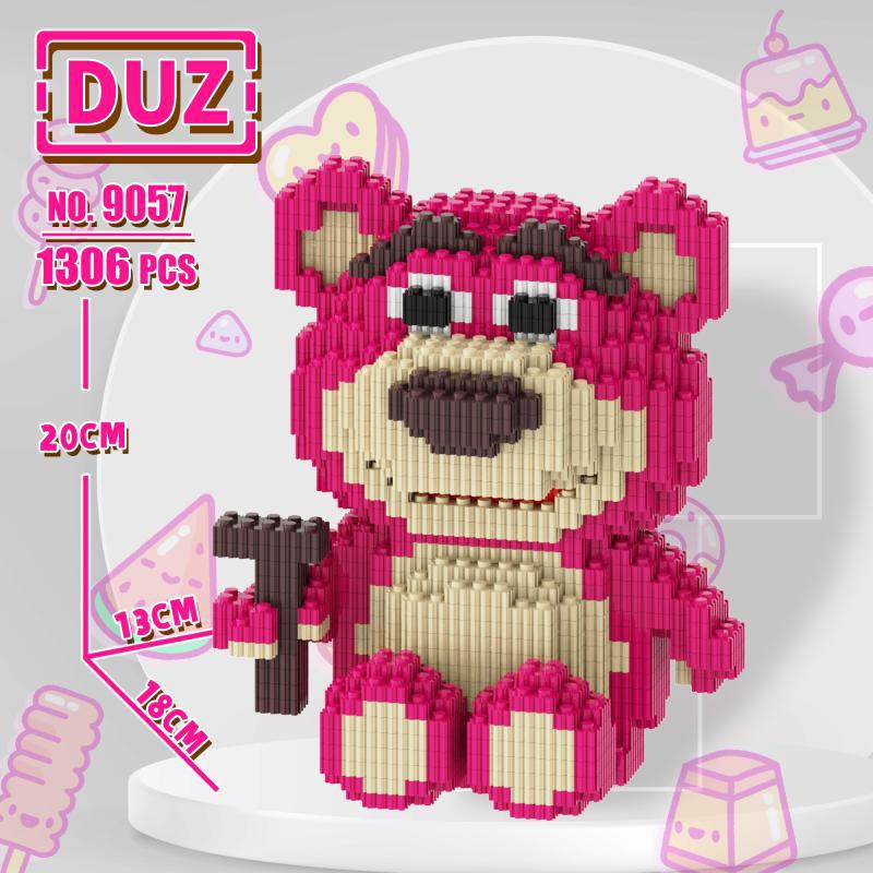 Mochila fresa oso ensamblado serie bloques de construcción juguetes educativos para niños niñas regalo cumpleaños adornos