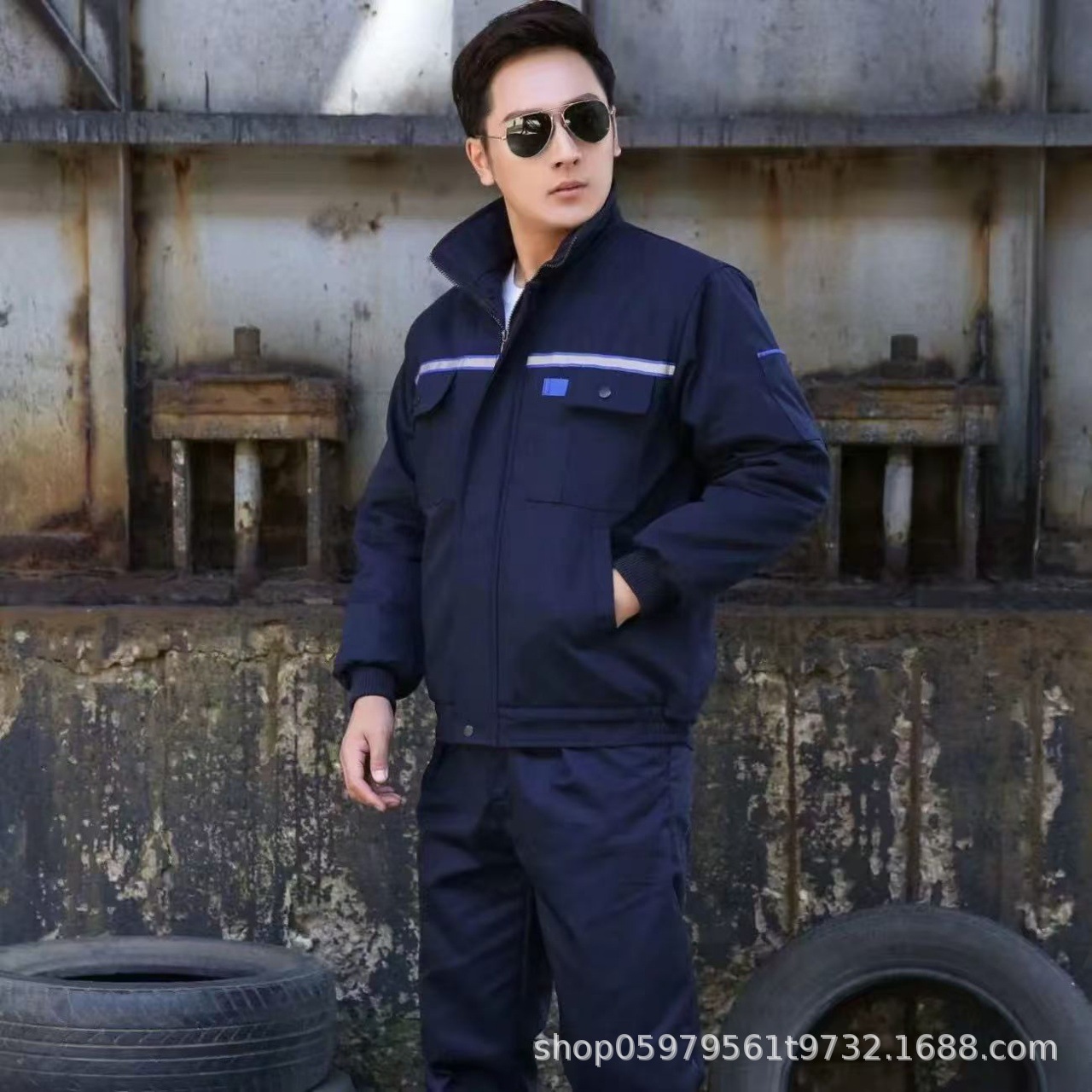 Invierno calentamiento reflectante ropa de trabajo de algodón ropa de algodón media y larga ropa de trabajo de protección contra el frío ropa de trabajo chaqueta de algodón mayorista