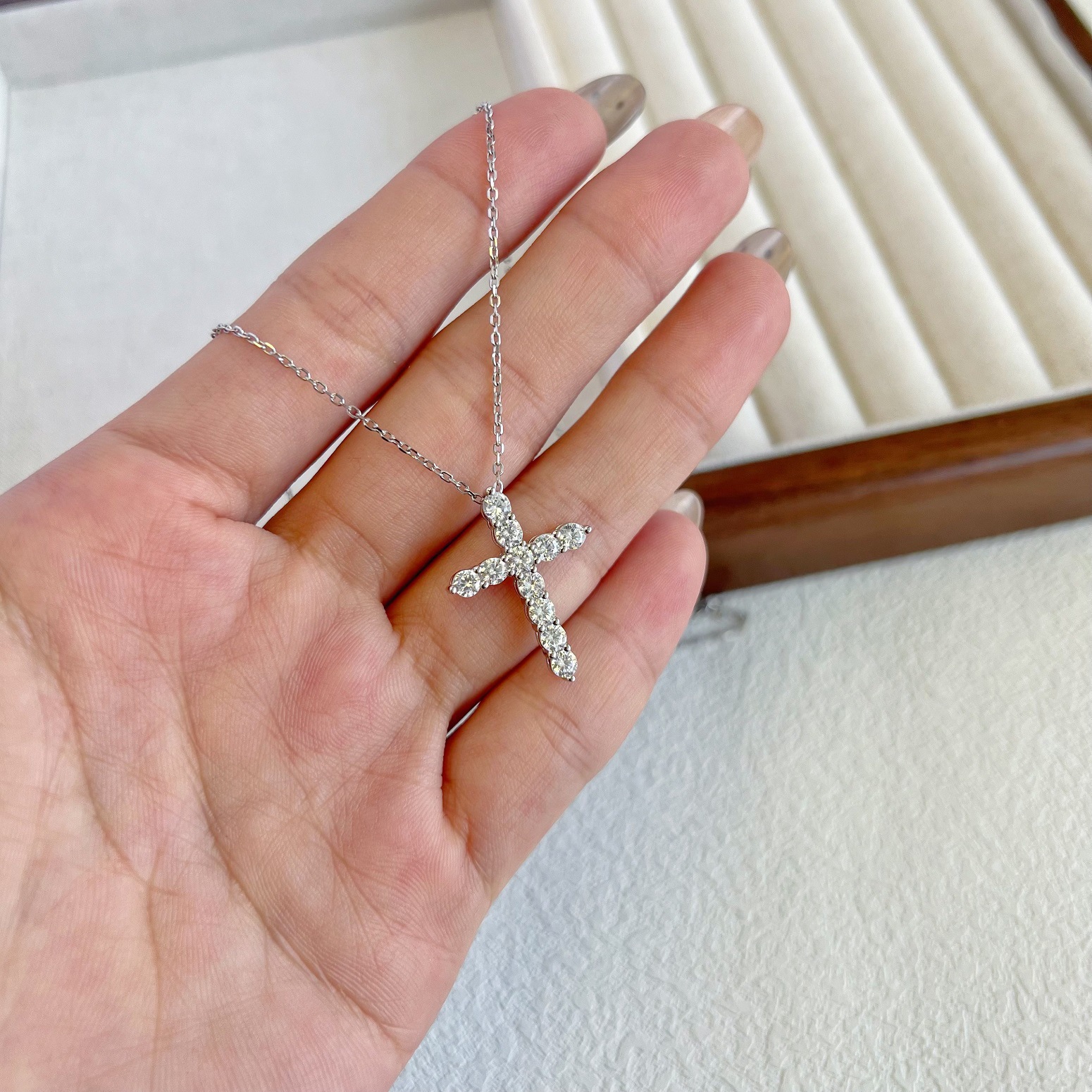 5g Weight 925 Sterling Silver Pendant Material Zircon Inlay Material Pendant Necklace Classification 925 sterling silver Chain Material 1 Piece Quantity Holiday, Daily Occasion 925 Sterling Silver Material Geometric, Cross Pattern Women's Gender Plating, Inlay Design IG Style, Modern Style Style 925 Sterling Silver Zircon Plating Inlay Geometric Cross Pendant Necklace 9