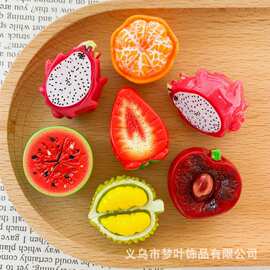 立体水果榴莲草莓樱桃火龙果西瓜树脂配件diy手机壳手工发夹头饰