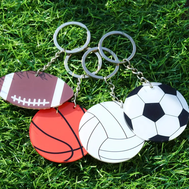 Cross border creative key chain acrylic football baseball basketball football key chain volleyball sports gift