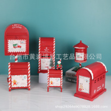 圣诞节金属邮箱装饰品室内外木屋信箱铁艺摆饰餐厅酒店前台道具