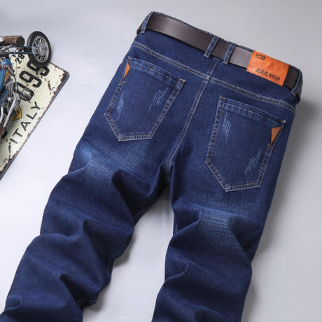 Autumn New Men's Casual Work Jeans Straight-Leg Loose Stretch Versatile Pants for Young and Middle-Aged Men