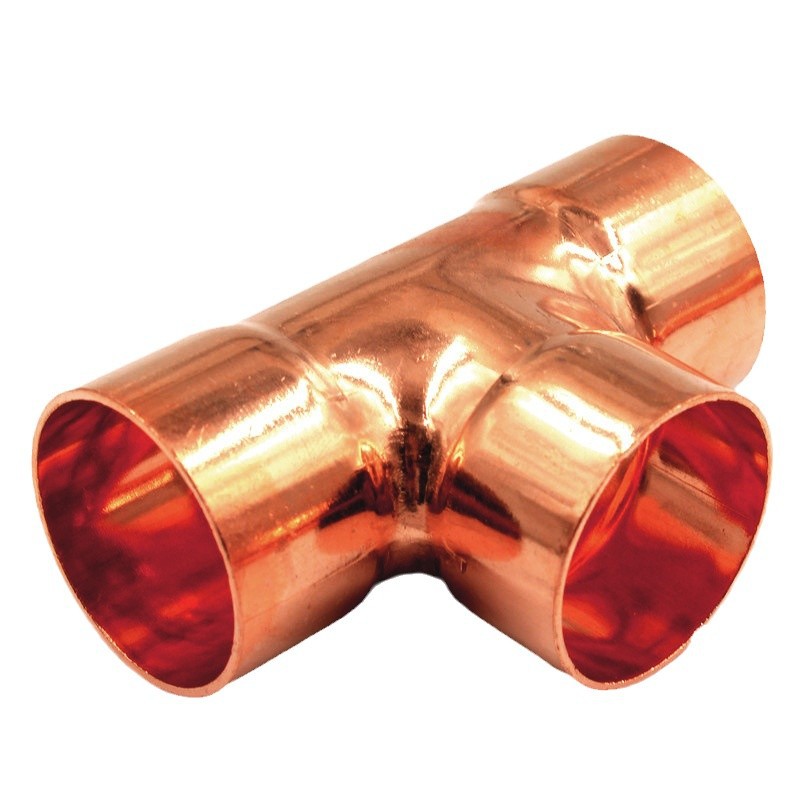 Soldadura de cobre rojo medio y pequeño reductor medio y grande desengrasante tee refrigeración accesorios de plomería tubo
