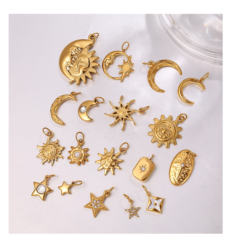 Retro, Classic Style Style 1 Piece 304 Stainless Steel PVD Coated Real Gold Plated Sun Star Polished Pendant