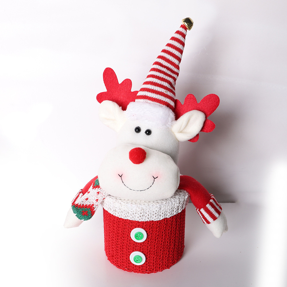 Elk muñeca caja de regalo Lei Feng sombrero muñeco de nieve de dibujos animados ancianos Nochebuena caja de manzana de punto Navidad frasco de dulces de Navidad