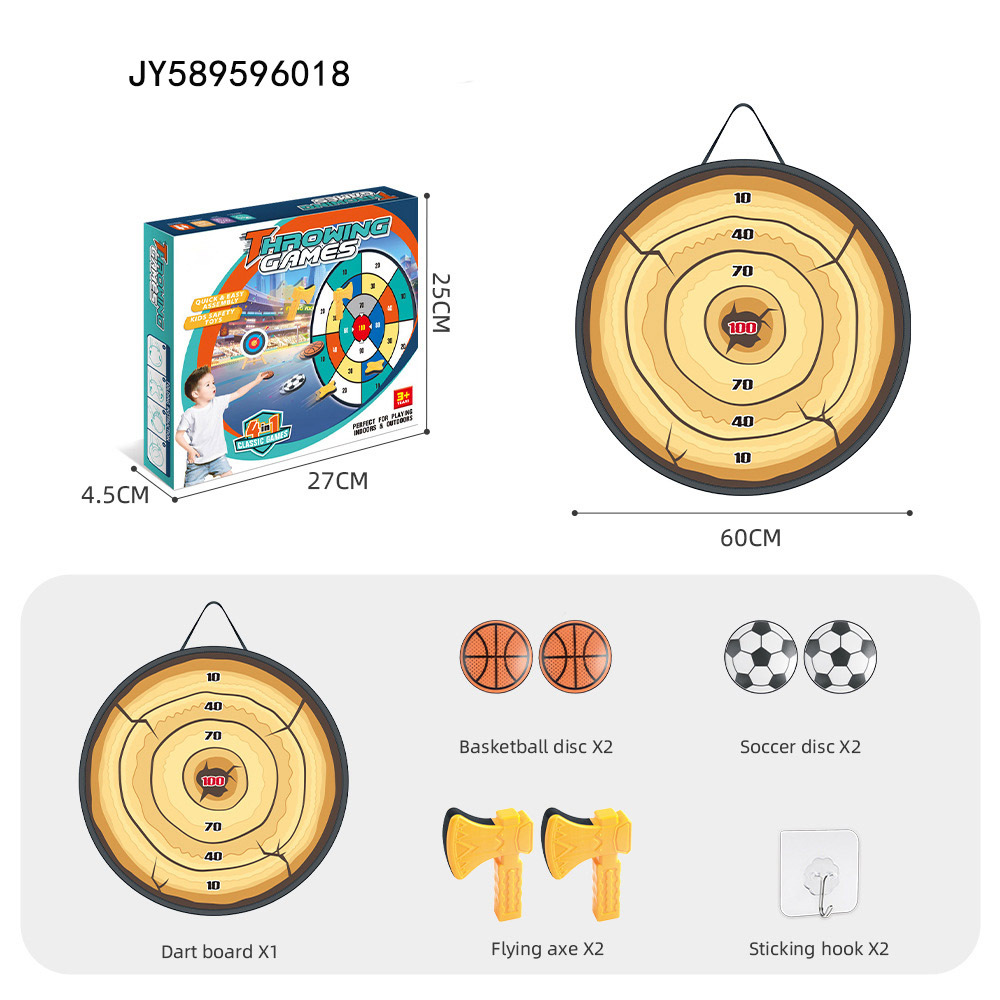 Transfronterizos 4 en 1 niños lanzan objetivos interactivos padres-hijos al aire libre hacha dardo juego de juguetes de lanzamiento al por mayor