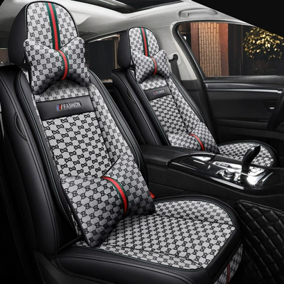 Manufacturer Wholesale Car Seat Covers, Full Coverage, Cool Leather and Linen Combination, Universal for All Seasons, Seat Cushion Covers for Small Cars with Five Seats