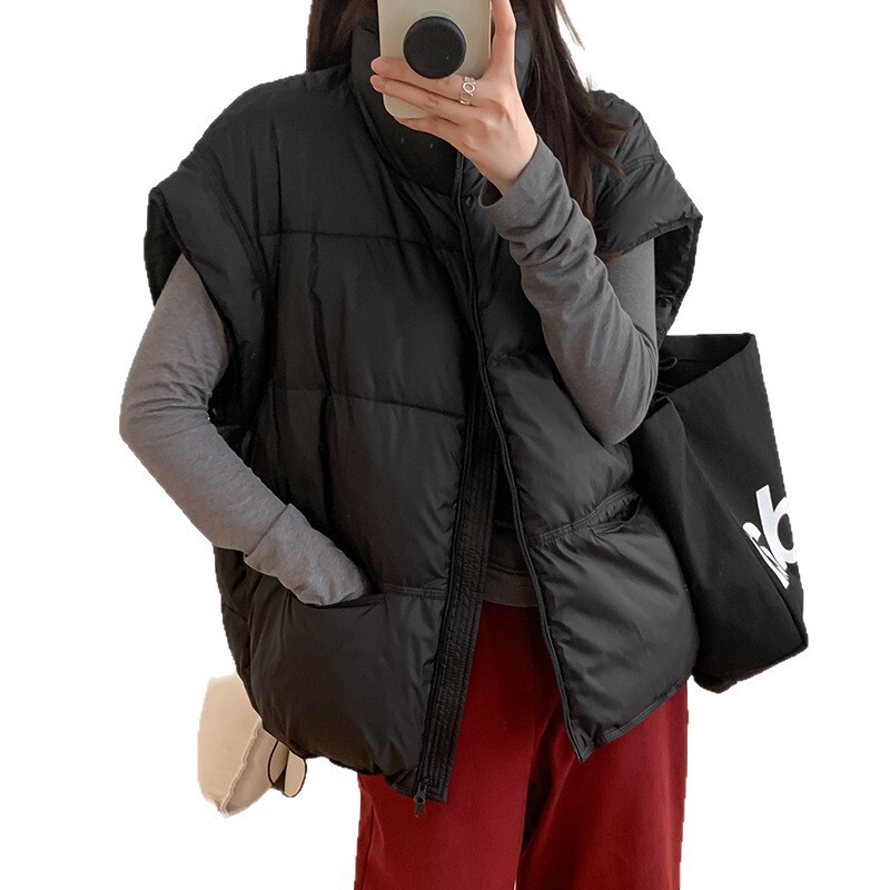 2025秋冬季新款羽绒棉马甲女短款立领棉衣背心马夹面包服坎肩外套|undefined