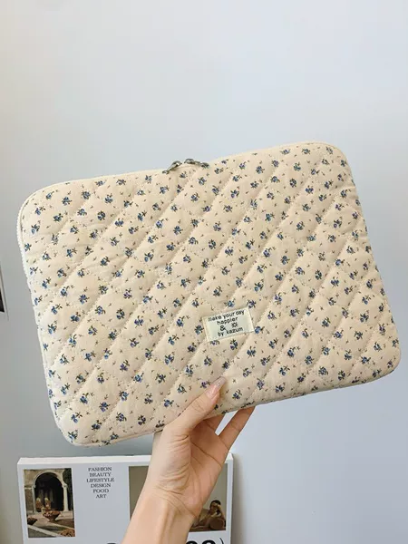 Fresh quilted floral storage bag hand file bag 13 inch laptop bag flat 11ipad liner bag