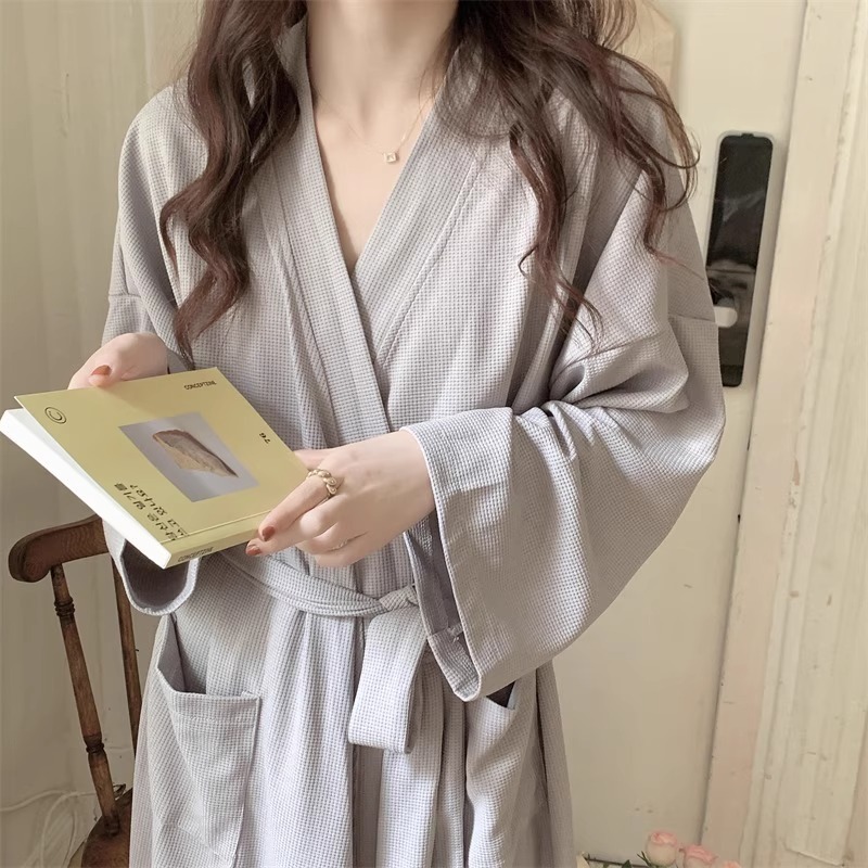 High-End Waffle Nightgown 2025 New Spring and Autum Bathrobe Long Women's Pajamas Summer Home Wear Nightgown