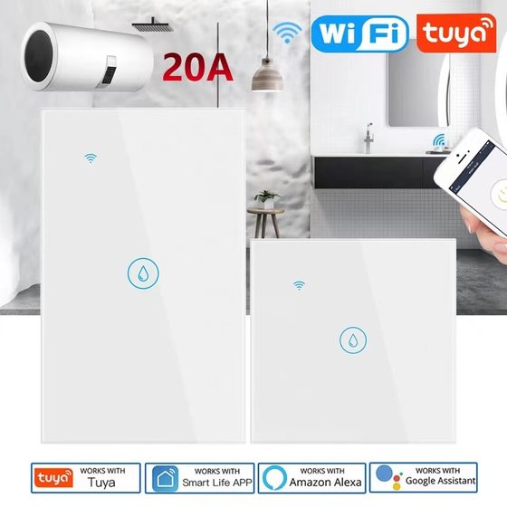 Graffiti Smart European Gauge US Gauge wifi Air Conditioning Water Heater Switch Zero Fire Wire 20A High Power APP Remote Control