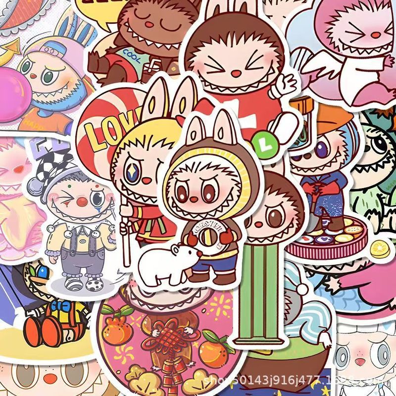 80 枚のラブブ 2D 漫画ステッカー、クリエイティブでかわいいラブブ周辺 DIY ハンドブックステッカー、防水|undefined