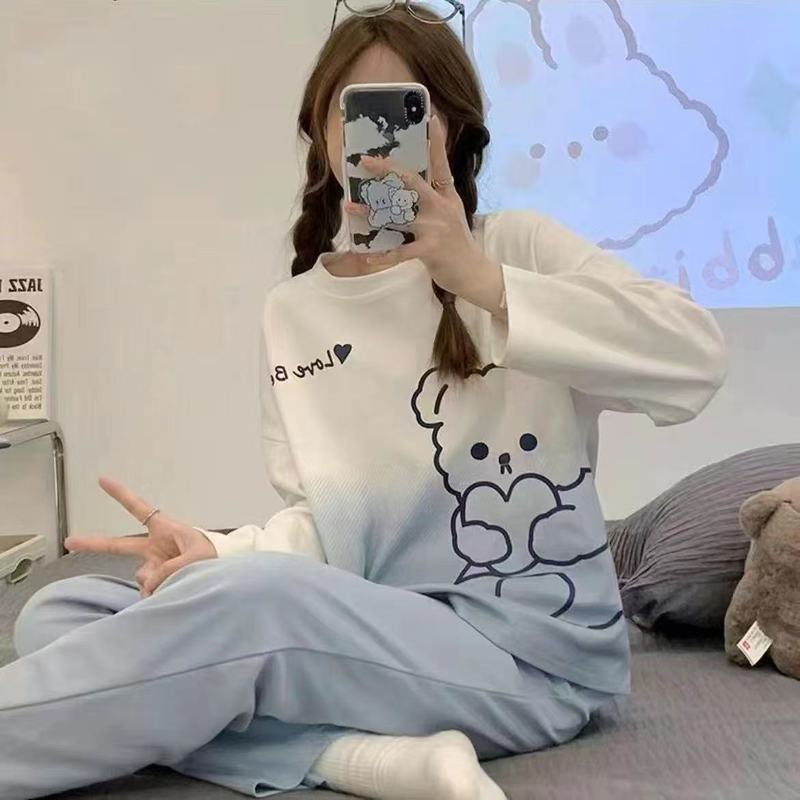 2025年新款甜美睡衣女春秋季长袖女士大码休闲宽松外穿家居服套装|undefined