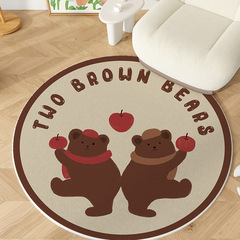 Home Round Rugs Imitating Cashmere for Children's Rooms, Thick Cool-Insulating Floor Mats with Basket Feet Pads, Cartoon Bedside Rugs