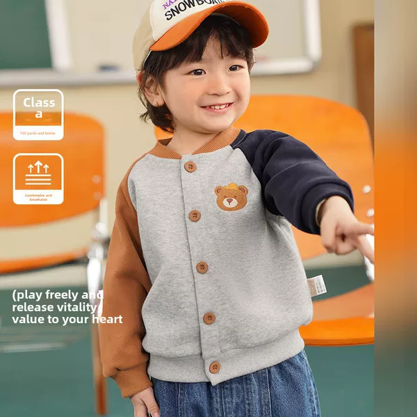 Baseball Jacket Clearance: Kaka Panda Boys' Baseball Jacket Children's Autumn Clothing Spring and Autumn Girls' Baby Autumn Tops