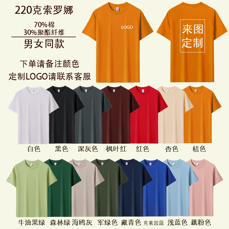 夏の純綿tシャツオーダーメイドロゴ作業服半袖運動会広告文化シャツ班服工衣diy印字|undefined