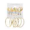 Fashion gold hoop earrings ladies pearl punk earrngs set